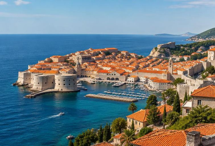 Dubrovnik old town and Adriatic coast in Croatia