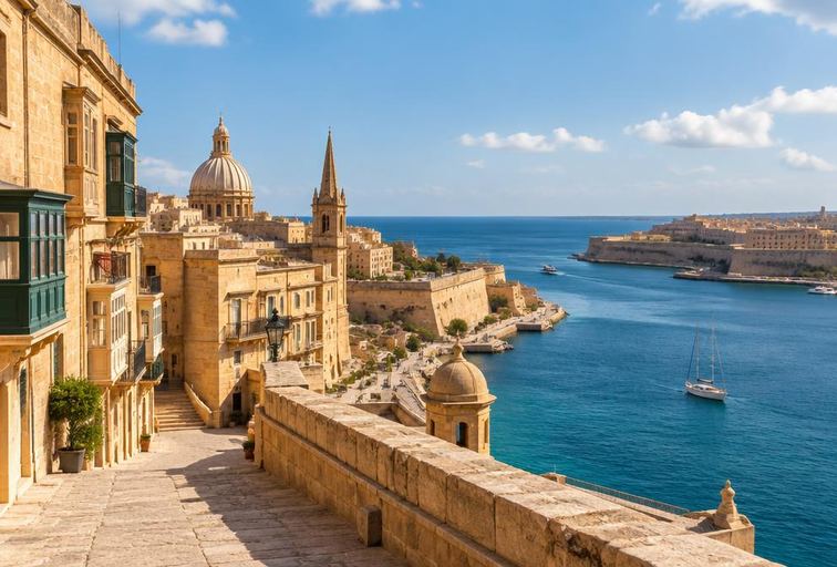 Valletta and its Mediterranean harbour in Malta