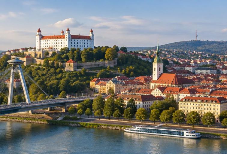Bratislava Castle and the Danube in Slovakia